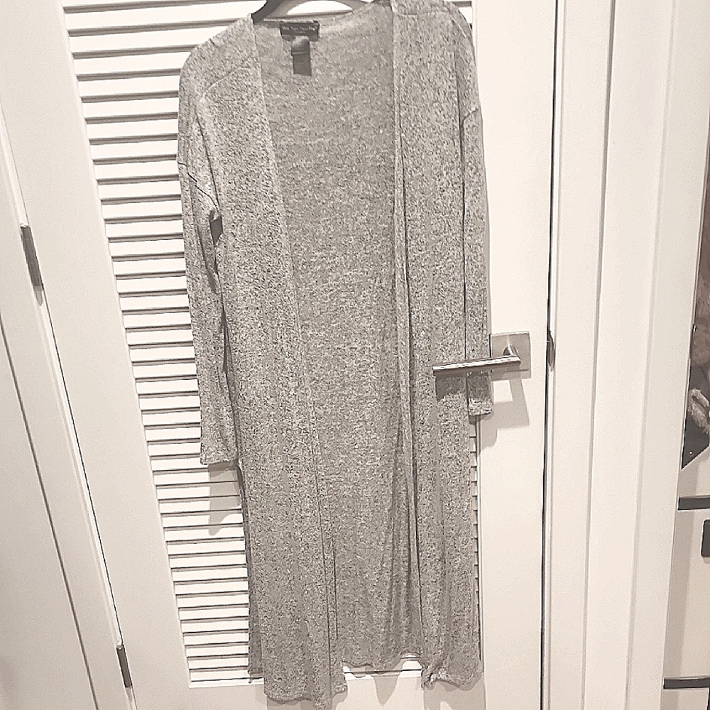 Gray Longline Cardigan. Heather Gray. LIGHTWEIGHT